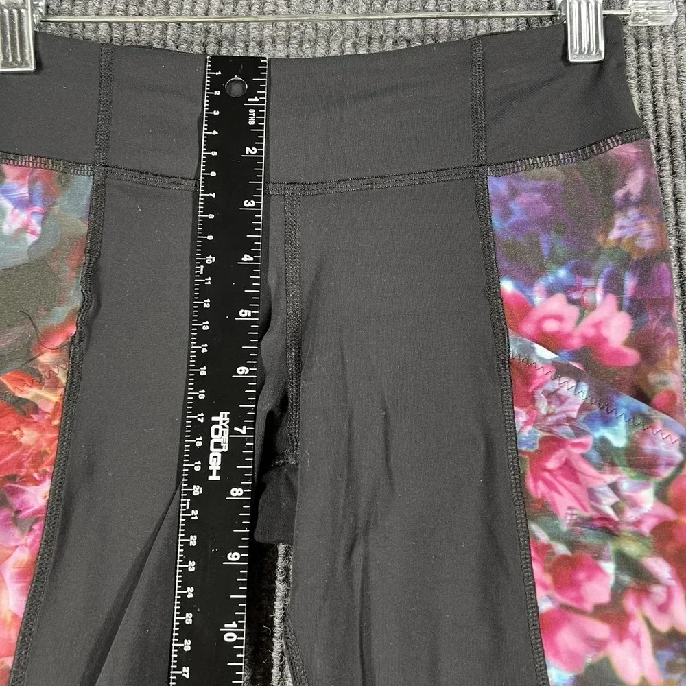 Lululemon Pants Womens‎ 4 Black Purple Floral Pace Rival Activewear Running Gym